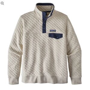 Patagonia Organic Cotton Quilt Snap-T Pullover in Birch White with blue pocket